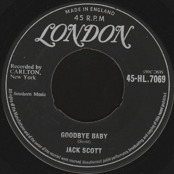 Jack Scott – Goodbye Baby (1959, 3 Prong Centre, Vinyl) - Discogs