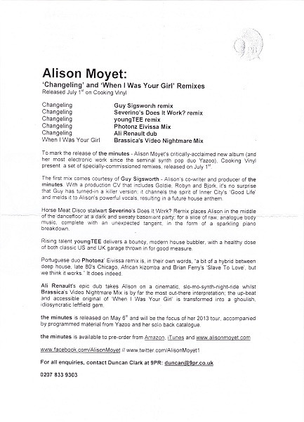 last ned album Alison Moyet - Remixes