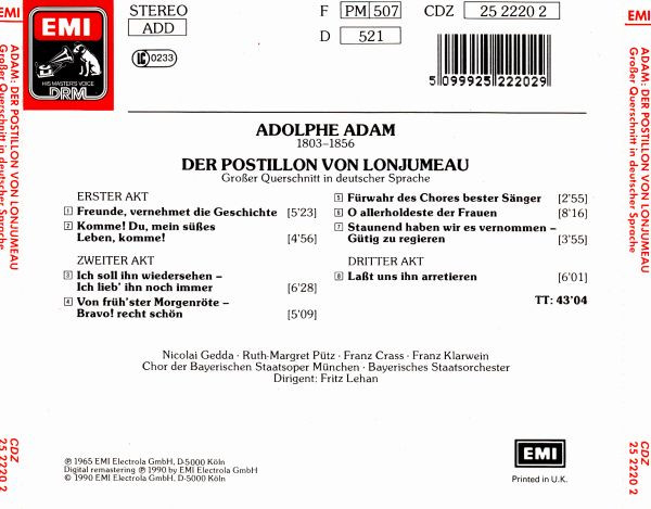 télécharger l'album Adam Gedda Pütz Crass Klarwein Chor Der Bayerischen Staatsoper München Bayerisches Staatsorchester Lehan - Der Postillon Von Lonjumeau Großer Querschnitt