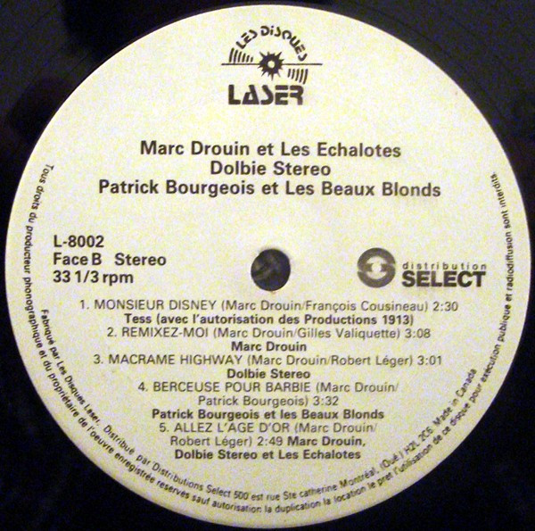 Marc Drouin Et Les Échalotes , Dolbie Stéréo , Les Beaux Blonds - Vis Ta Vinaigrette | Les Disques Laser (L-8002) - 4