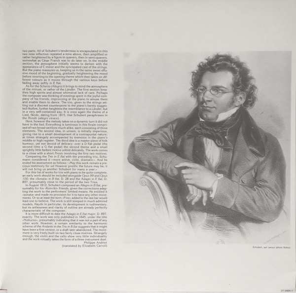 Album herunterladen Franz Schubert, JeanPhilippe Collard Augustin Dumay, Frédéric Lodéon - Trio En Si Bémol Majeur Sonatensatz En Si Bémol Majeur Notturno En Mi Bémol Majeur