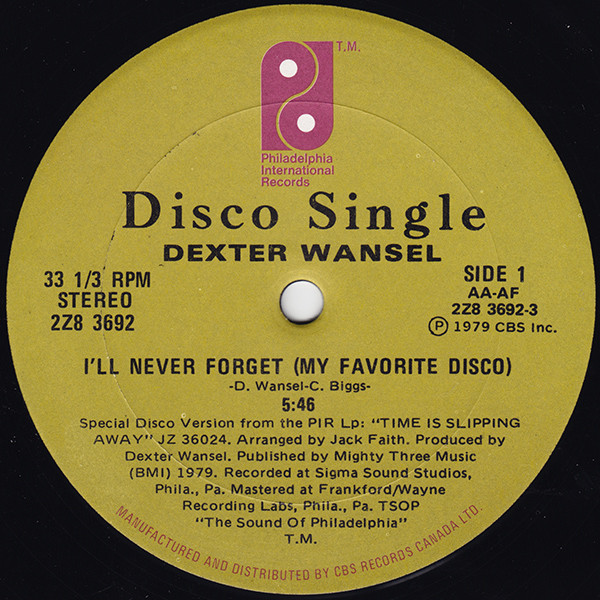 Dexter Wansel – I'll Never Forget (My Favorite Disco) (1979, Vinyl