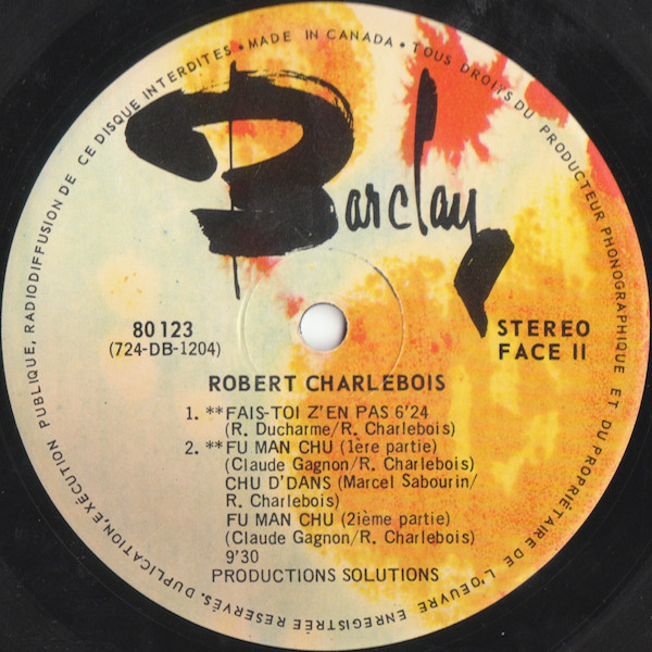 Robert Charlebois - Charlebois | Barclay (80123) - 20