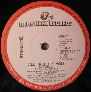 Starshine – All I Need Is You (1983, Vinyl) - Discogs