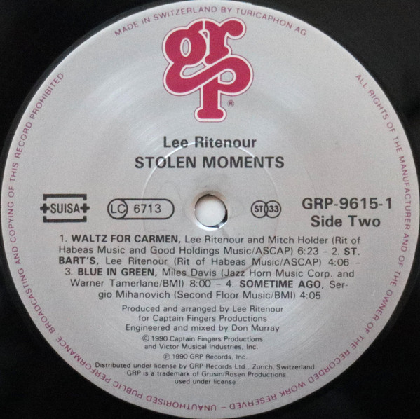 Lee Ritenour - Stolen Moments | GRP (GRP-9615-1) - 4