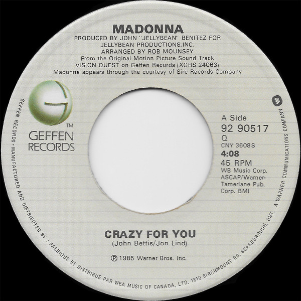 Madonna / Berlin – Crazy For You / No More Words (1985, Vinyl