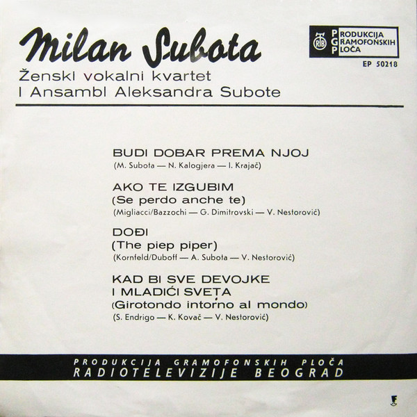 télécharger l'album Milan Subota - Budi Dobar Prema Njoj
