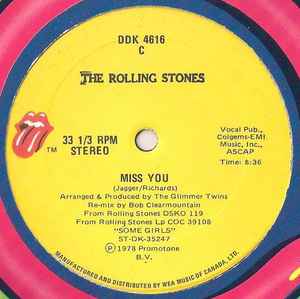 The Rolling Stones - Miss You / Hot Stuff album cover