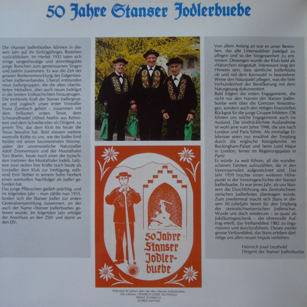 télécharger l'album Stanser Jodlerbuebe - 50 Jahre Stanser Jodlerbuebe