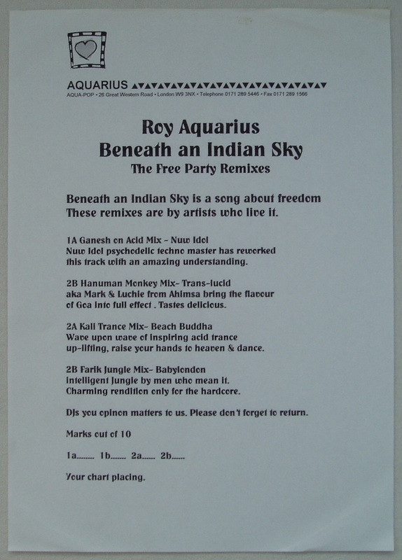 last ned album Roy Aquarius - Beneath An Indian Sky The Free Party Remixes