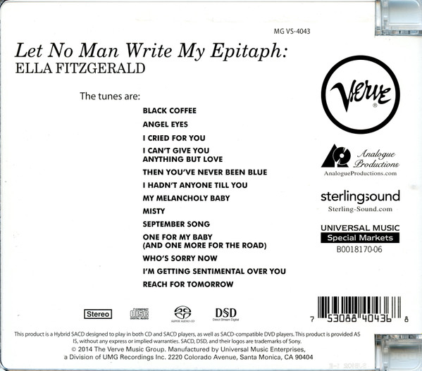 télécharger l'album Ella Fitzgerald - Let No Man Write My Epitaph