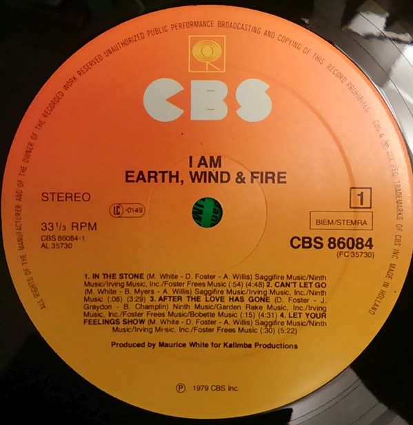 Earth, Wind & Fire - I Am | CBS (CBS 86084) - 5