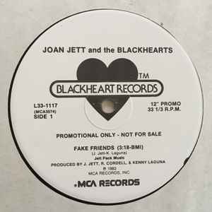Joan Jett And The Blackhearts Fake Friends / Nitetime 45 Vinyl Record  Single 7