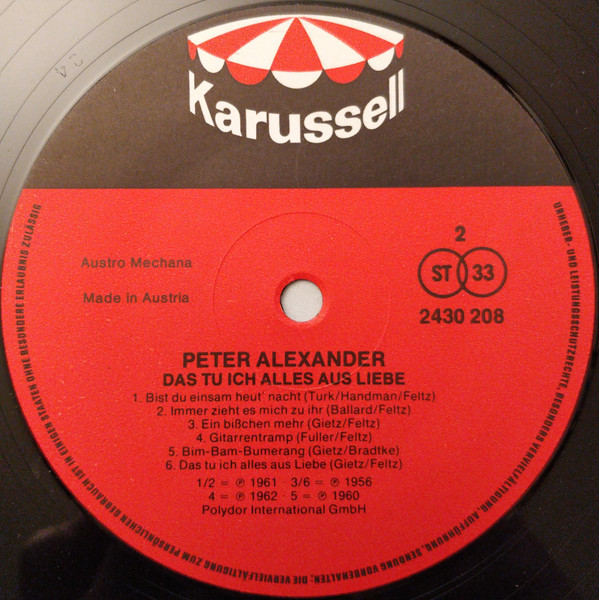 descargar álbum Peter Alexander - Das Tu Ich Alles Aus Liebe Zu Dir