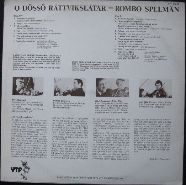 descargar álbum Rombo Spelmän - O Dôssô Rättvikslåtar