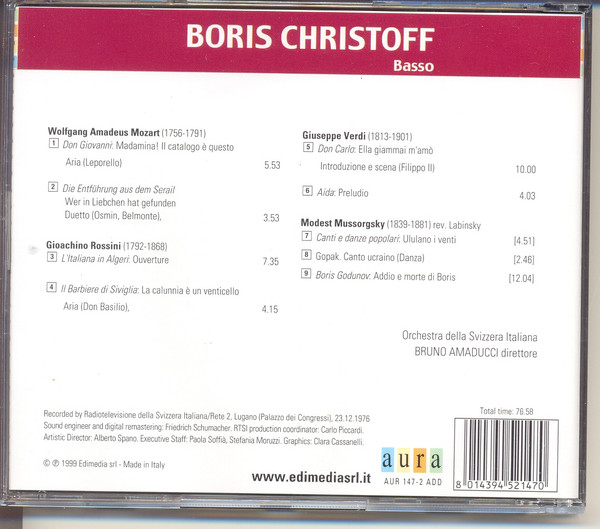 descargar álbum Boris Christoff, Orchestra Della Svizzera Italiana, Bruno Amaducci - Recital