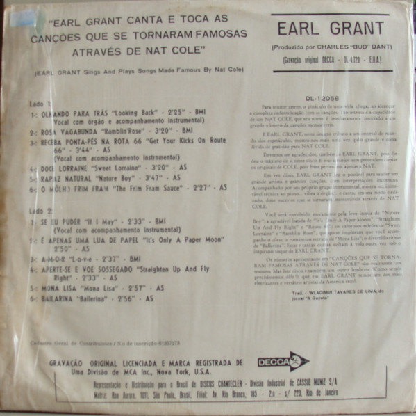 Album herunterladen Earl Grant - Sings And Plays Songs Made Famous By Nat Cole