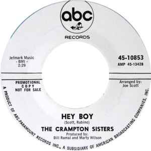 The Crampton Sisters – Hey Boy / Baby, Baby (1966, Vinyl) - Discogs