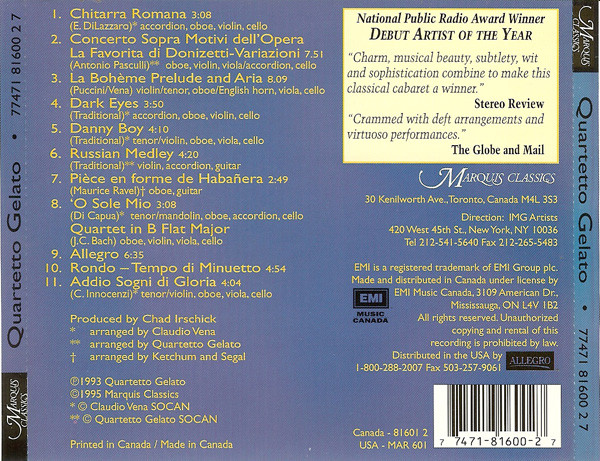 lataa albumi Quartetto Gelato - Quartetto Gelato