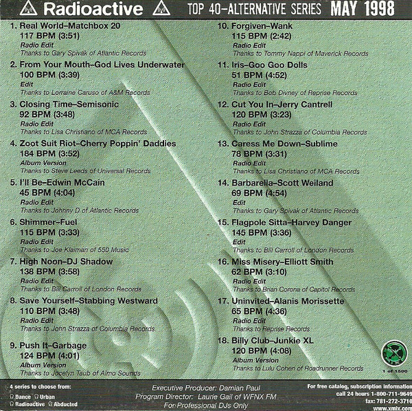 descargar álbum Various - Radioactive Top 40 Alternative Series 02 May 1998