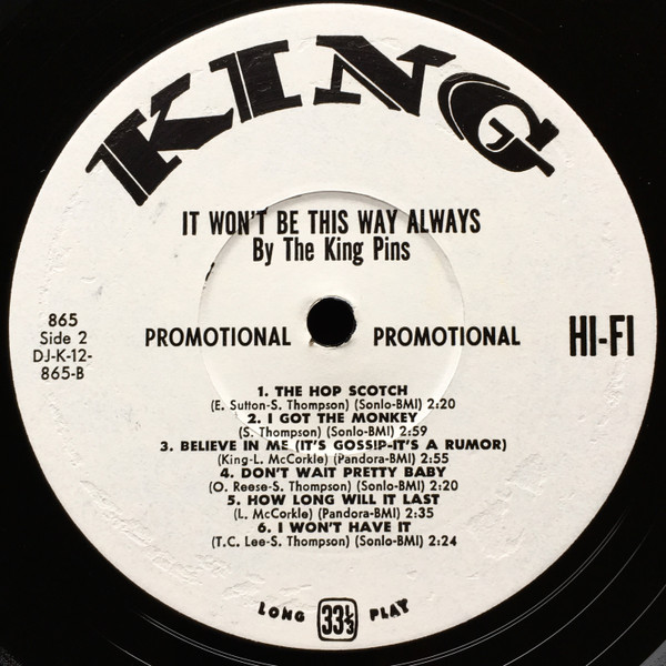 The King Pins – It Won't Be This Way Always (1963, Vinyl) - Discogs