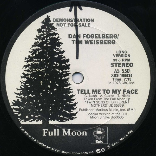 Dan Fogelberg / Tim Weisberg – Tell Me To My Face (1978, Vinyl