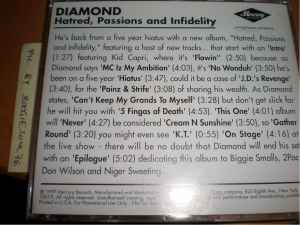 Diamond D - Hatred, Passions And Infidelity album cover