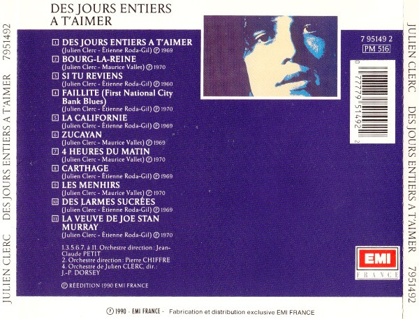 last ned album Julien Clerc - Des Jours Entiers A Taimer