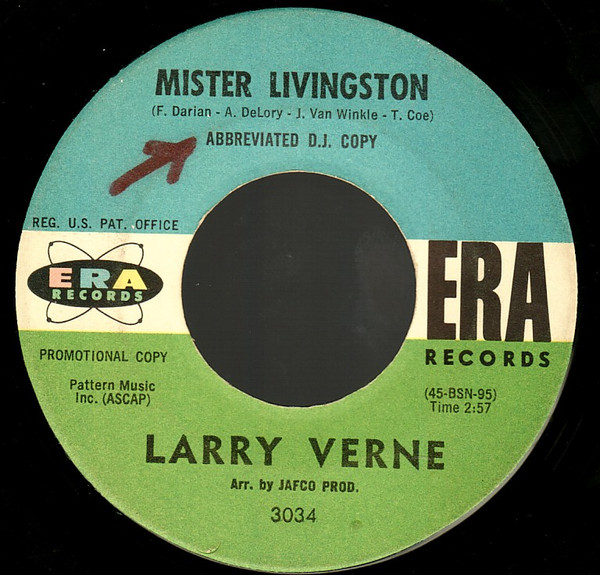 Larry Verne – Mister Livingston / Roller Coaster (1960, Vinyl