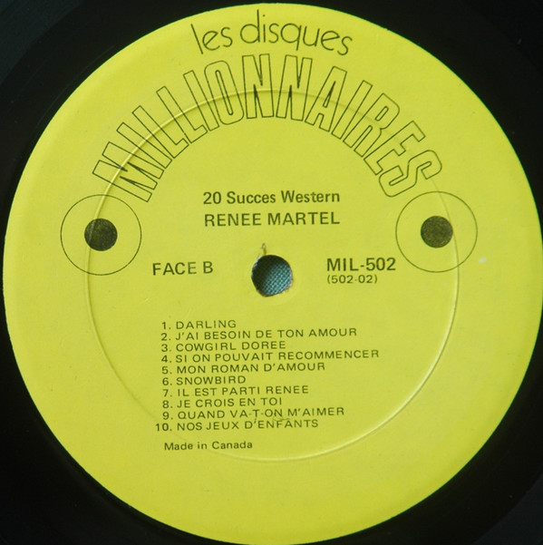 Renée Martel - 20 Succès Western | Les Disques Millionnaires (MIL-502) - 4