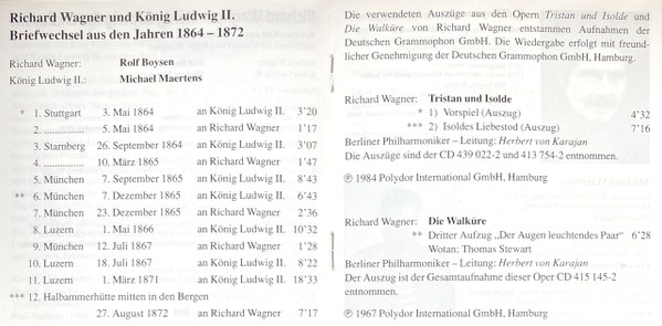 last ned album Rolf Boysen, Michael Maertens - Richard Wagner König Ludwig II von Bayern Briefwechsel aus den Jahren 1864 1872