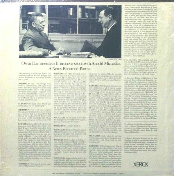 lataa albumi Oscar Hammerstein II In Conversation With Arnold Michaelis - A Xerox Recorded Portrait