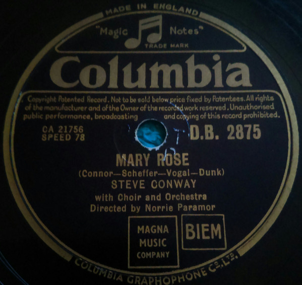 descargar álbum Steve Conway - Mary Rose All Alone With My Heart
