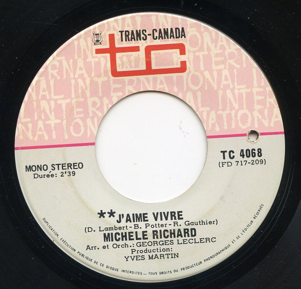 Michèle Richard - J'Aime Vivre | Trans-Canada International (TC 4068)