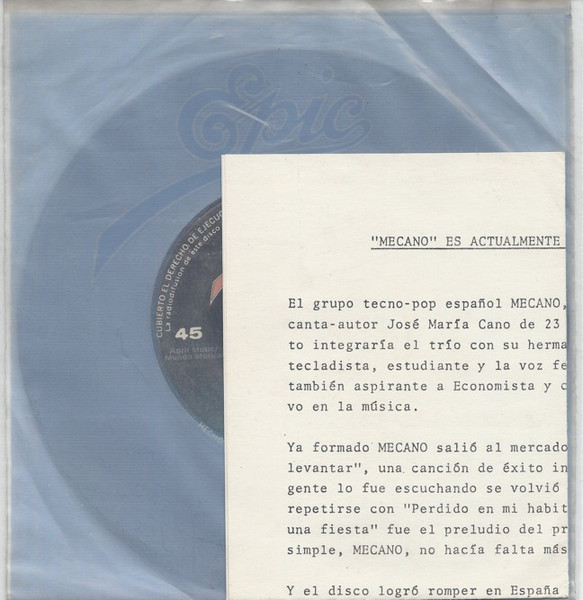 Mecano – Me Colé En Una Fiesta (1982, Vinyl) - Discogs