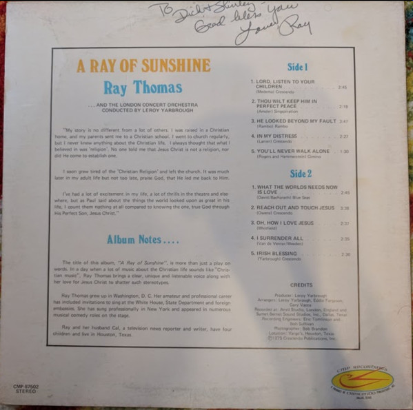lataa albumi Ray Thomas - A Ray Of Sunshine