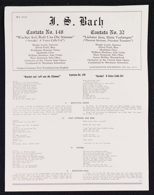 descargar álbum JS Bach - Cantata No 140 Wachet Auf Cantata No 32 Liebster Jesu Mein Verlangen