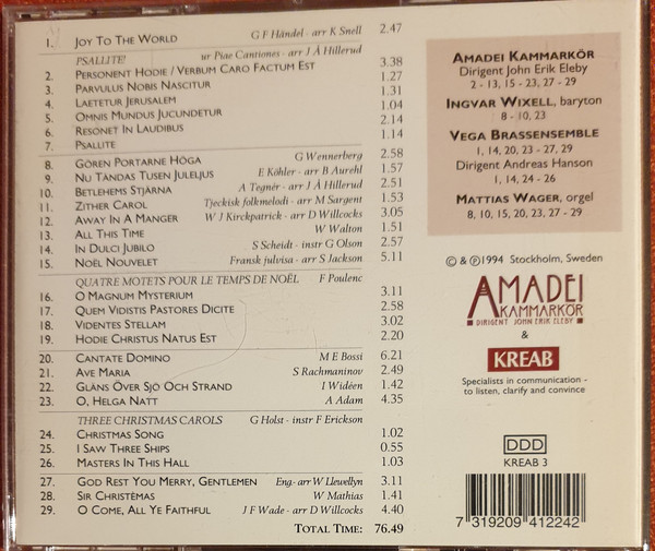 baixar álbum Amadei Kammarkör, Ingvar Wixell, Vega Brass Ensemble, Mattias Wager - Joy To The World