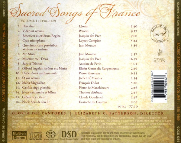 baixar álbum Gloriae Dei Cantores, Elizabeth C Patterson - Sacred Songs Of France Volume 1 1198 1609