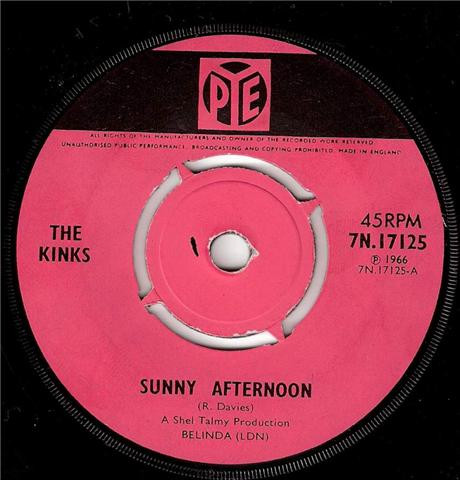 The Kinks Sunny Afternoon Push Out Centre Vinyl Discogs