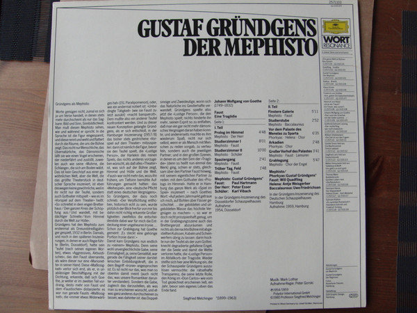 last ned album Gustaf Gründgens - Der Mephisto