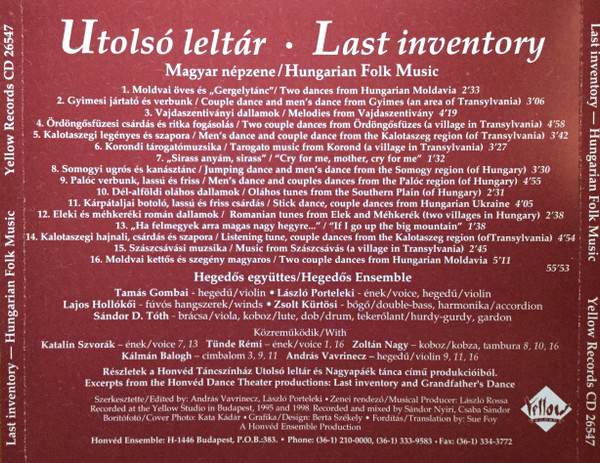ladda ner album Hegedős Együttes - Utolsó Leltár Last Inventory Magyar Népzene Hungarian Folk Music