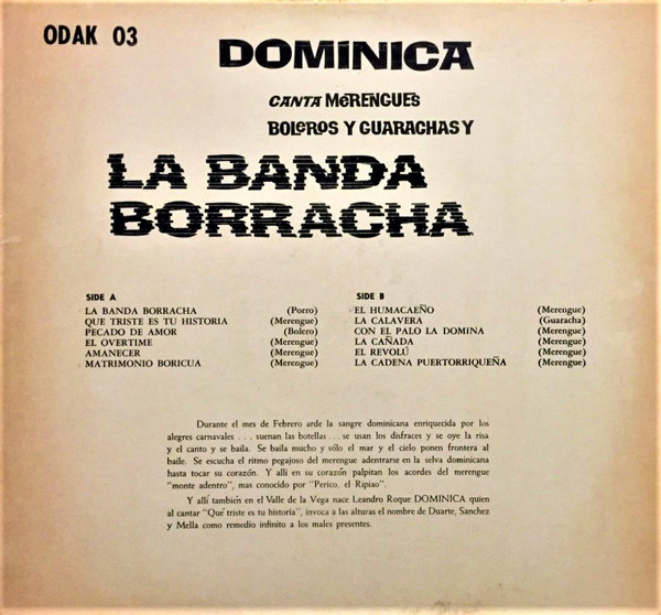 last ned album Dominica - Canta Merengues Boleros Y Guarachas Y La Banda Borracha