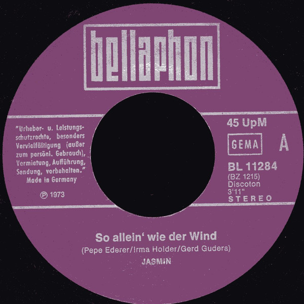 descargar álbum Jasmin - So Allein Wie Der Wind Nur Das Heute Zählt