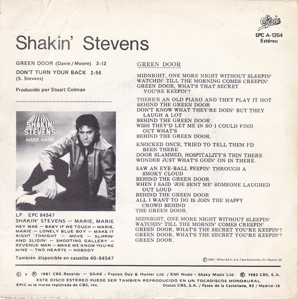 Album herunterladen Shakin' Stevens - Puerta Verde