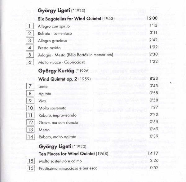 télécharger l'album György Ligeti György Kurtág Sandor Veress Albert Schweitzer Quintett - Ten Pieces For Wind Quintet Six Bagatelles