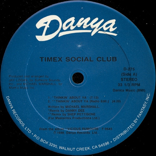 Timex Social Club – Thinkin' About Ya (1986, Vinyl) - Discogs