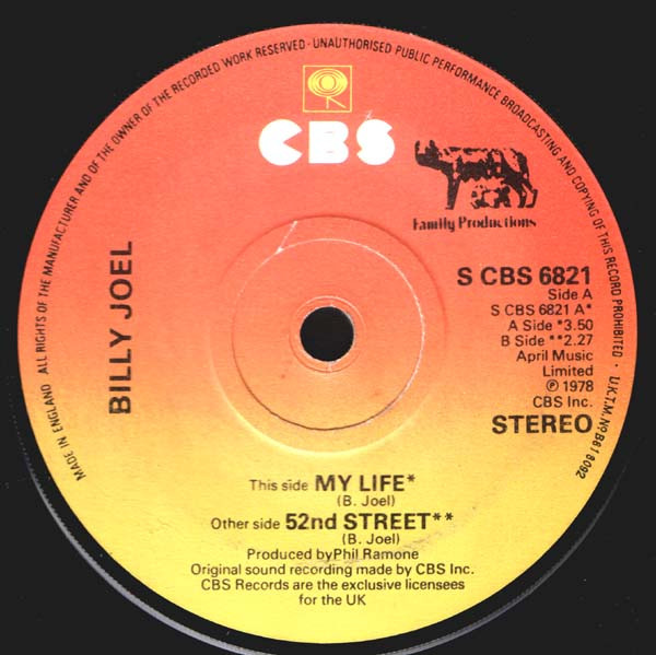 Billy Joel – My Life / 52nd Street (1978, Vinyl) - Discogs