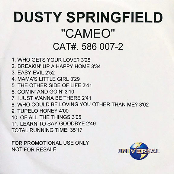 Dusty Springfield - Cameo | Releases | Discogs