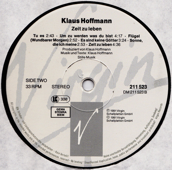 ladda ner album Klaus Hoffmann - Zeit Zu Leben